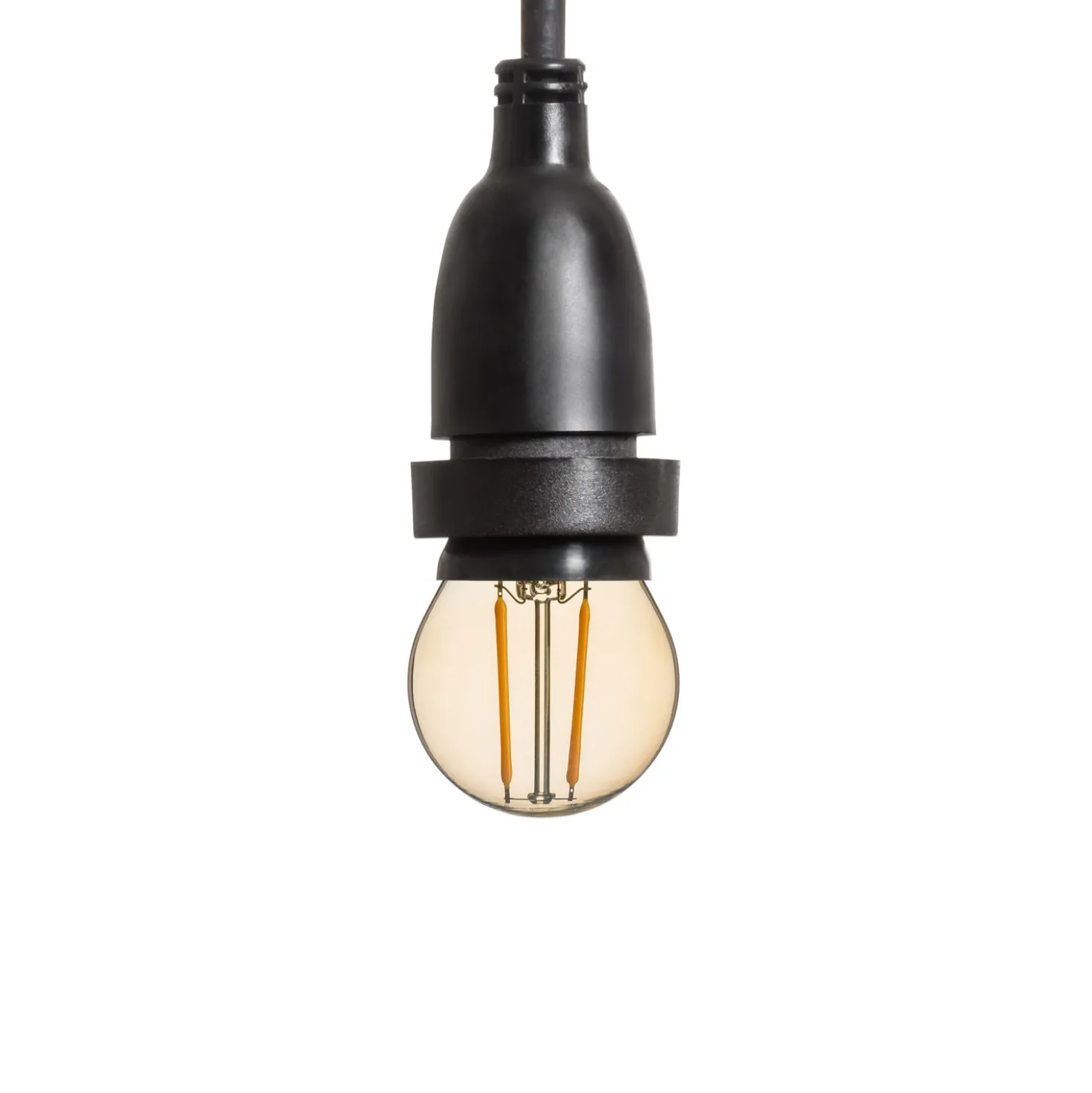 Lampadina da 2 Watt a globo Ø 45 mm a sospensione, 1 metro di cavo nero