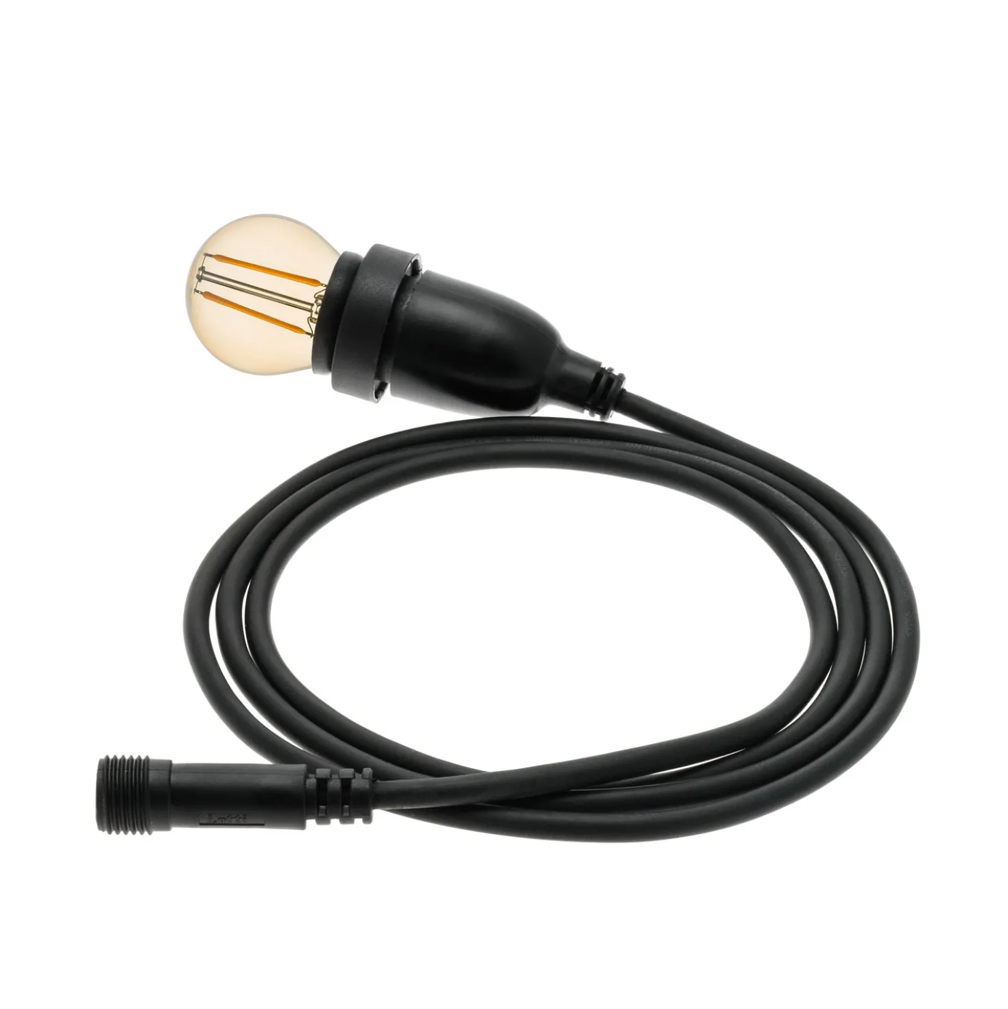 Lampadina da 2 Watt a globo Ø 45 mm a sospensione, 2 metri di cavo nero