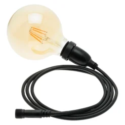 Lampadina da 4 Watt globo Ø 125 mm a sospensione, 1 metro di cavo nero