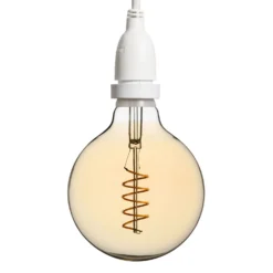 Lampadina da 4 Watt globo Ø 125 mm a sospensione, led a spirale, 2 metri di cavo bianco