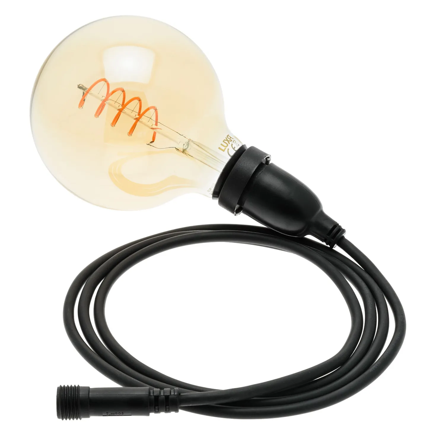 Lampadina da 4 Watt globo Ø 125 mm a sospensione, led a spirale, 4 metri di cavo nero