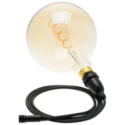Lampadina da 4 Watt maxi globo Ø 200 mm a sospensione, led a spirale, 3 metri di cavo nero