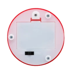 Lampione rosso, glitter scintillanti, h 21 cm, led bianco caldo, musiche natalizie