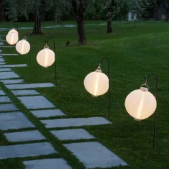 Lanterna in tessuto bianco Ø 30 cm, led bianco caldo