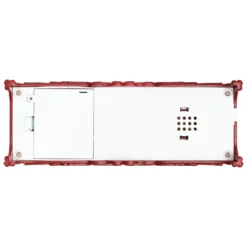 Lanterna natalizia a batteria rosso antico con nevicata glitter, h. 27 cm