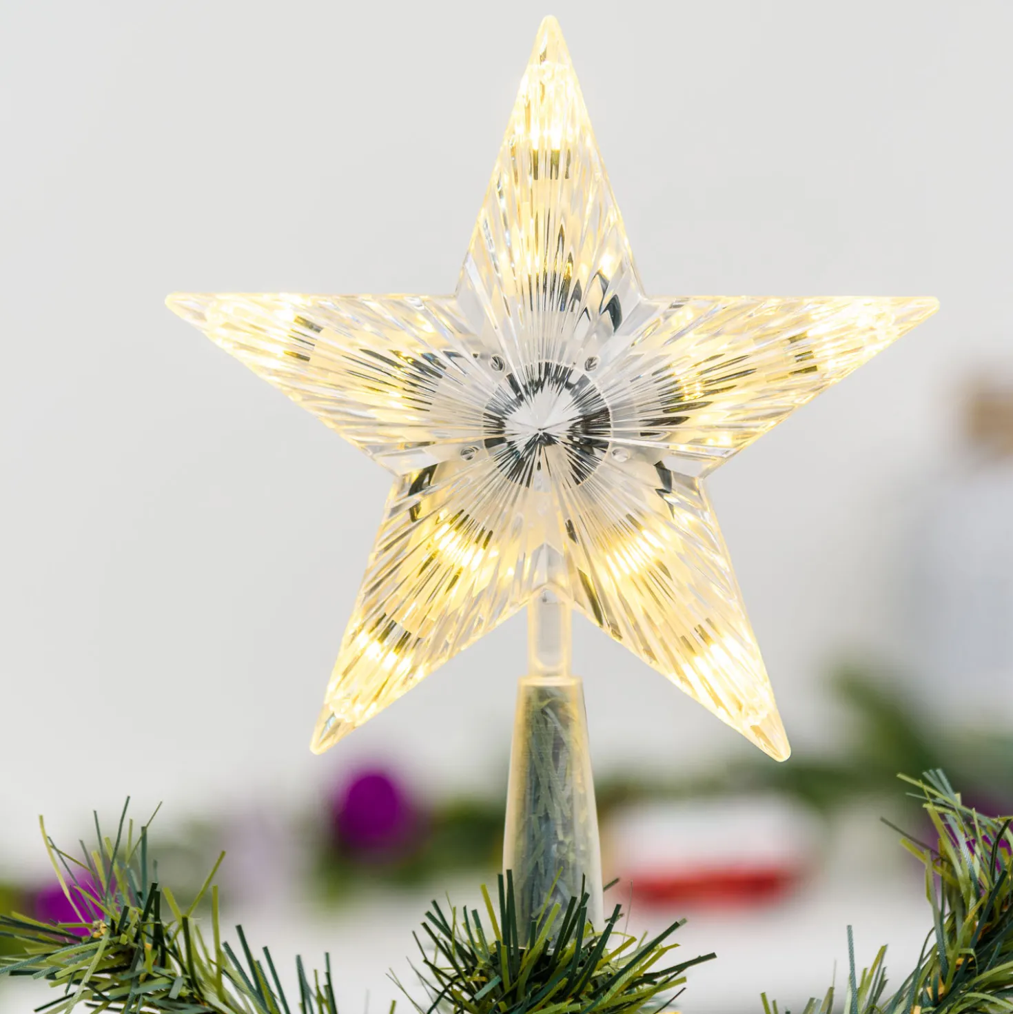 Puntale per albero, h. 21 cm, led bianco caldo