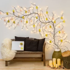 Ramo marrone 3 m, led bianco caldo