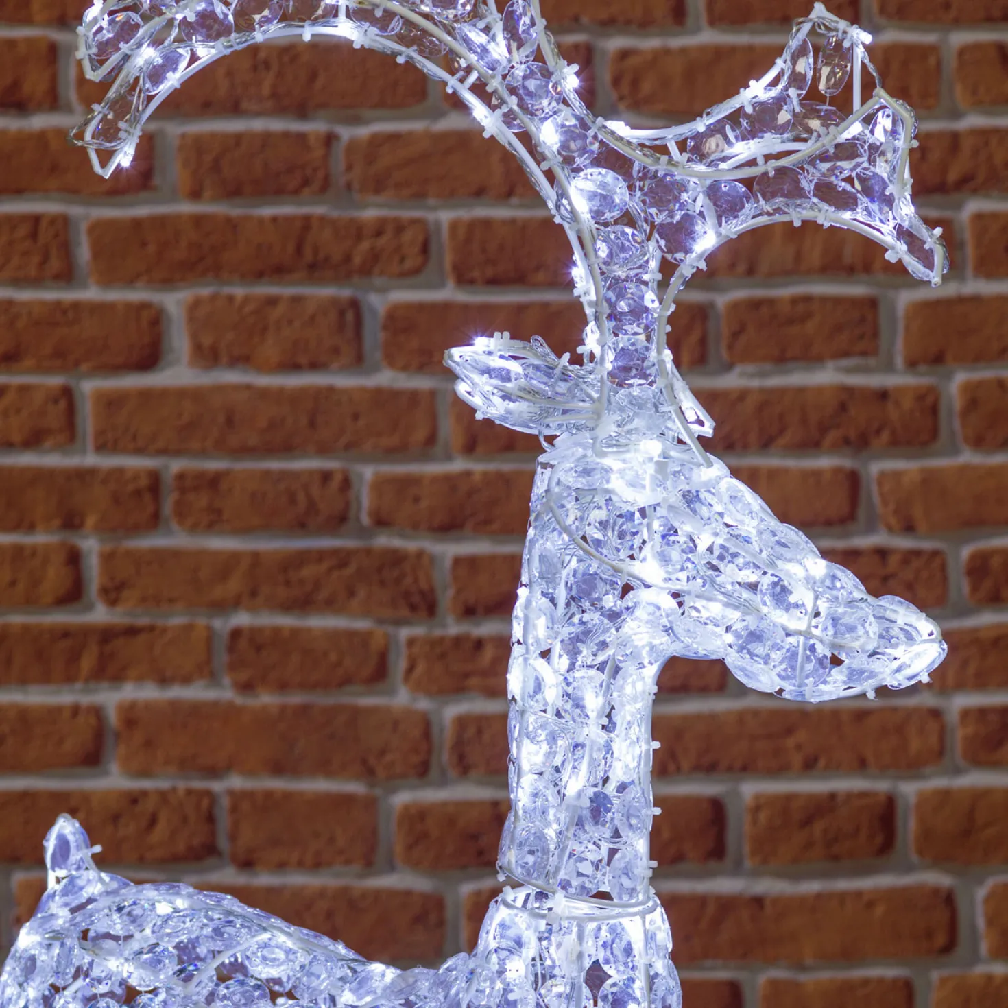 Renna con cristalli, h. 120 cm, led bianco freddo