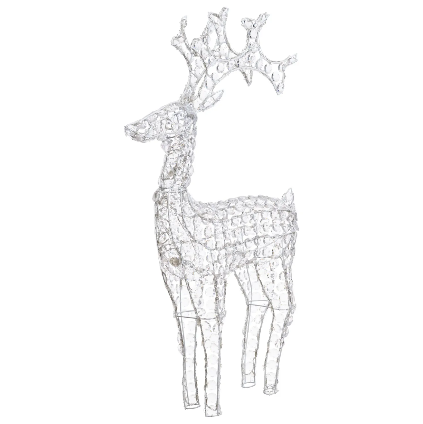Renna con cristalli, h. 120 cm, led bianco freddo