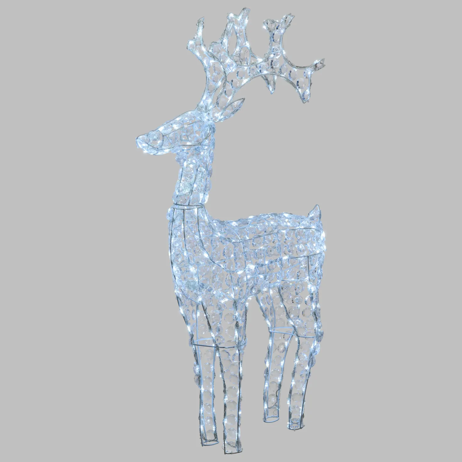 Renna con cristalli, h. 120 cm, led bianco freddo