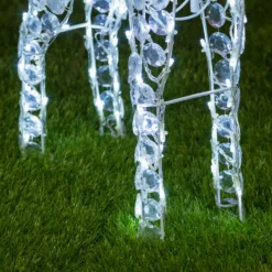 Renna con cristalli, h. 90 cm, led bianco freddo