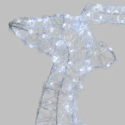 Renna con Slitta 2D, h 80 cm, gocce led bianco freddo