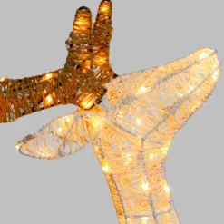 Renna con testa alzata 3D Light Cream & Brown, h 95 cm, 200 Dual LED bianco extra caldo e bianco freddo