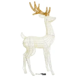 Renna con testa ruotata 3D Light Cream & Brown, h 160 cm, 380 Dual LED bianco extra caldo e bianco freddo