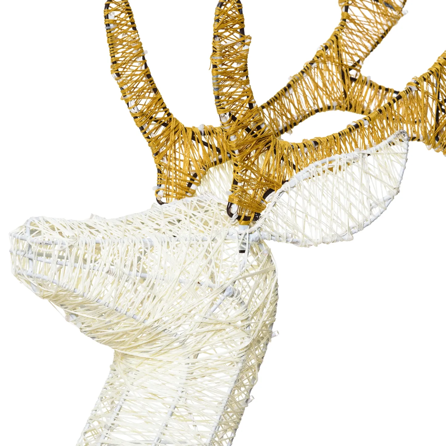 Renna con testa ruotata 3D Light Cream & Brown, h 160 cm, 380 Dual LED bianco extra caldo e bianco freddo