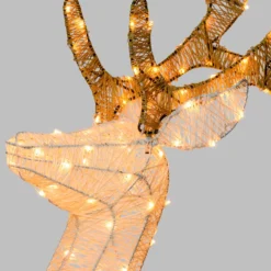 Renna con zampa alzata 3D Light Cream & Brown, h 125 cm, 240 Dual LED bianco extra caldo e bianco freddo