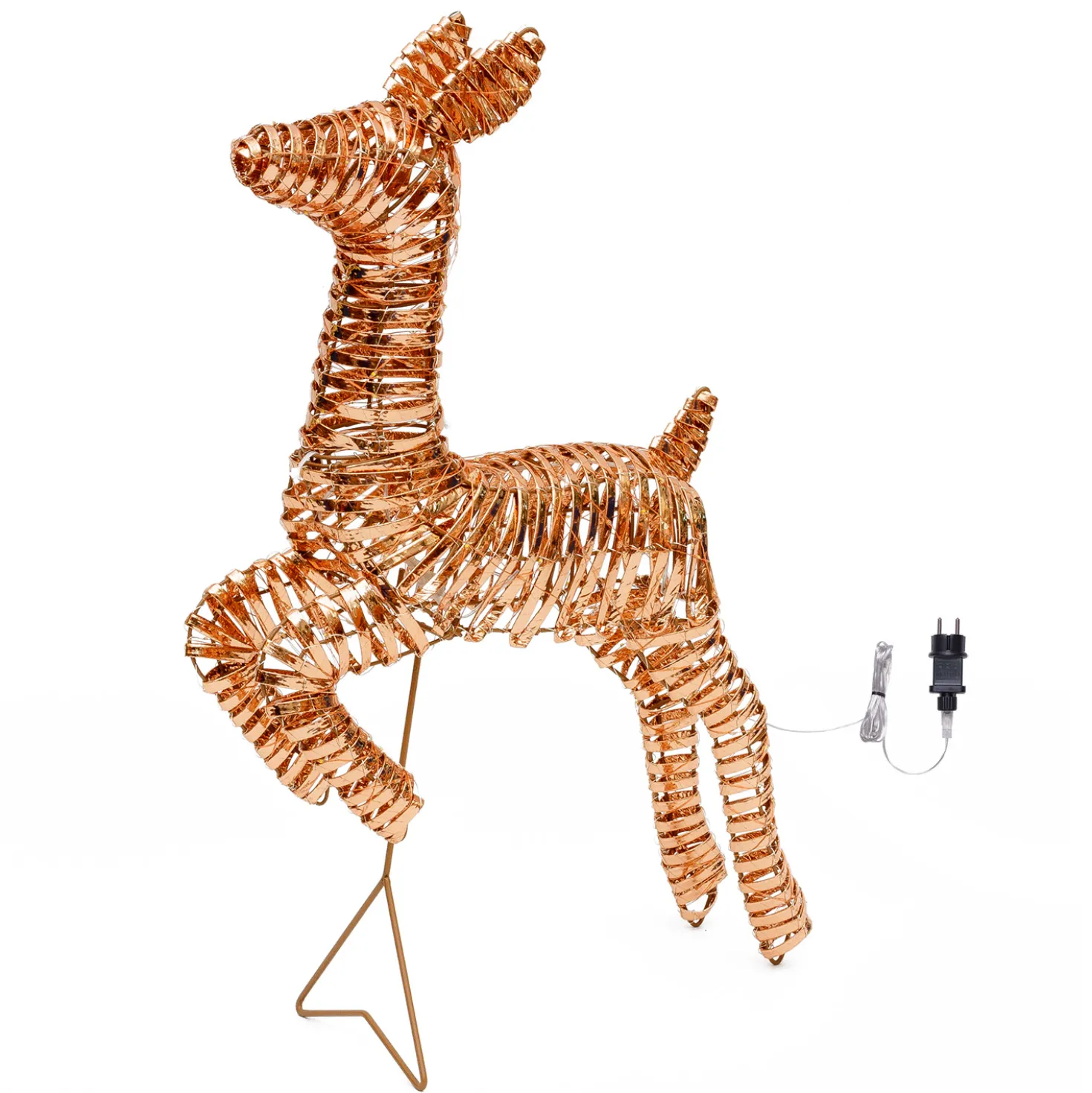 Renna cucciolo 3D Rose Gold, a coste, h 70 cm, 400 microled bianco caldo
