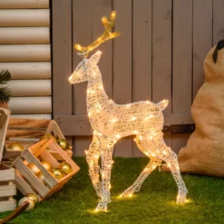 Renna 2D crema e marrone 72 cm, led bianco extra caldo