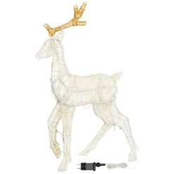 Renna 2D crema e marrone 72 cm, led bianco extra caldo