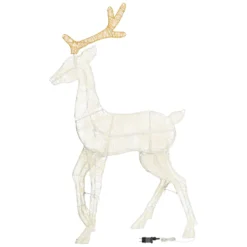 Renna 2D crema e marrone h 143 cm, led bianco extra caldo