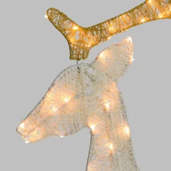Renna 2D crema e marrone h 143 cm, led bianco extra caldo