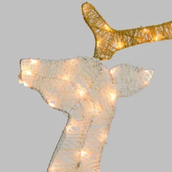 Renna 2D crema e marrone h 137 cm, led bianco extra caldo