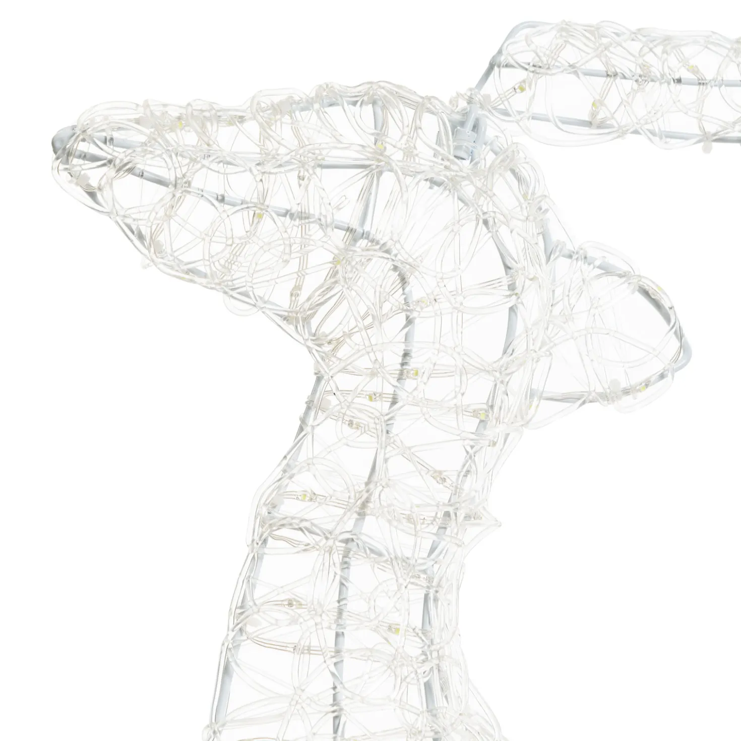 Renna galoppante 2D, h 80 cm, gocce led bianco freddo