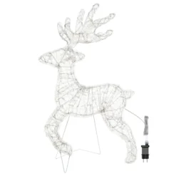 Renna galoppante Thin 3D, h 85 cm, led bianco freddo