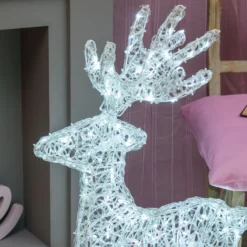 Renna galoppante Thin 3D, h 85 cm, led bianco freddo