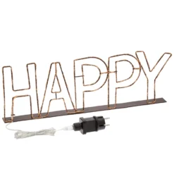 Scritta luminosa led HAPPY color rame, bianco caldo