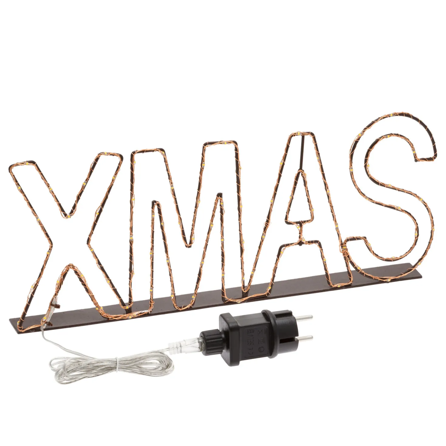 Scritta luminosa led XMAS color rame, bianco caldo