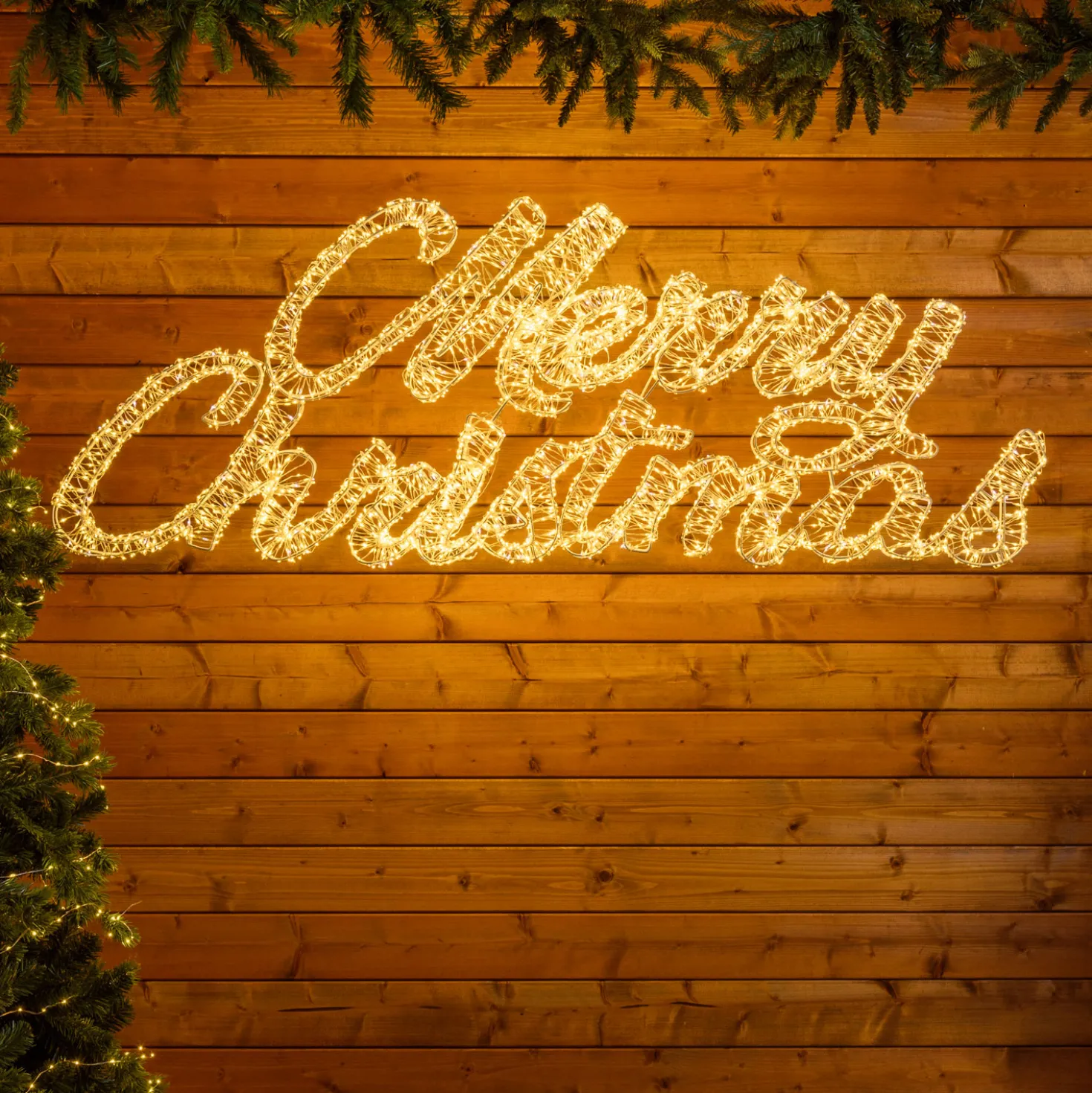 Scritta Merry Christmas 3D bianca, h. 55 cm, 4600 Microled bianco caldo e bianco freddo