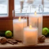 Set 3 candele in vetro, led bianco caldo