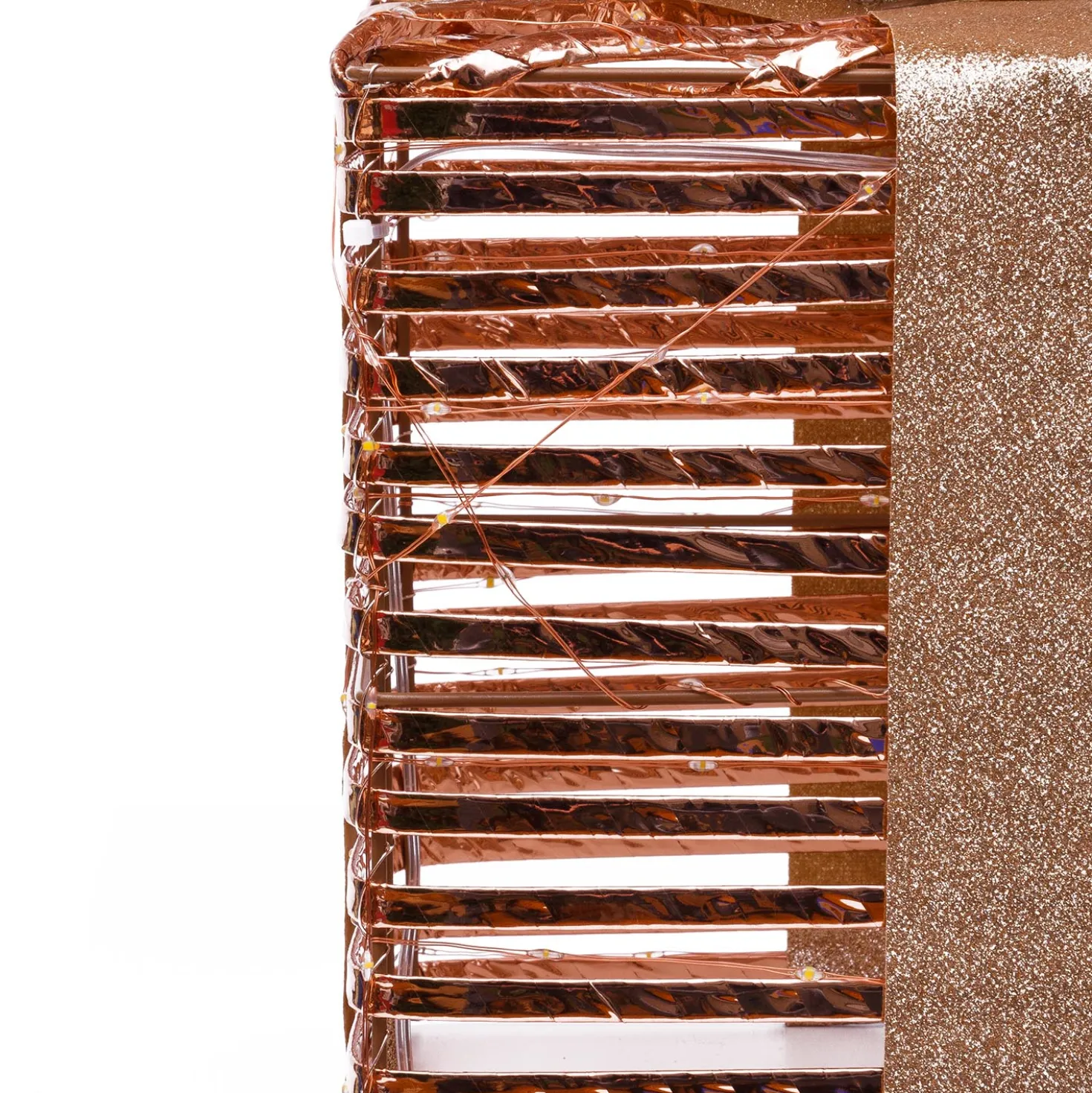 Set 3 Pacchi Regalo a coste 3D Rose Gold, h 73 cm, 350 microled bianco caldo