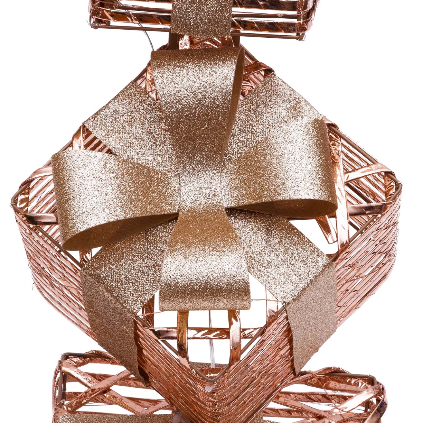 Set 3 Pacchi Regalo a coste 3D Rose Gold, h 73 cm, 350 microled bianco caldo