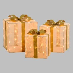 Set 3 Pacchi Regalo Light Cream & Brown, 240 led bianco extra caldo