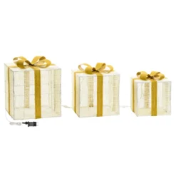 Set 3 Pacchi Regalo Light Cream & Brown, 240 led bianco extra caldo
