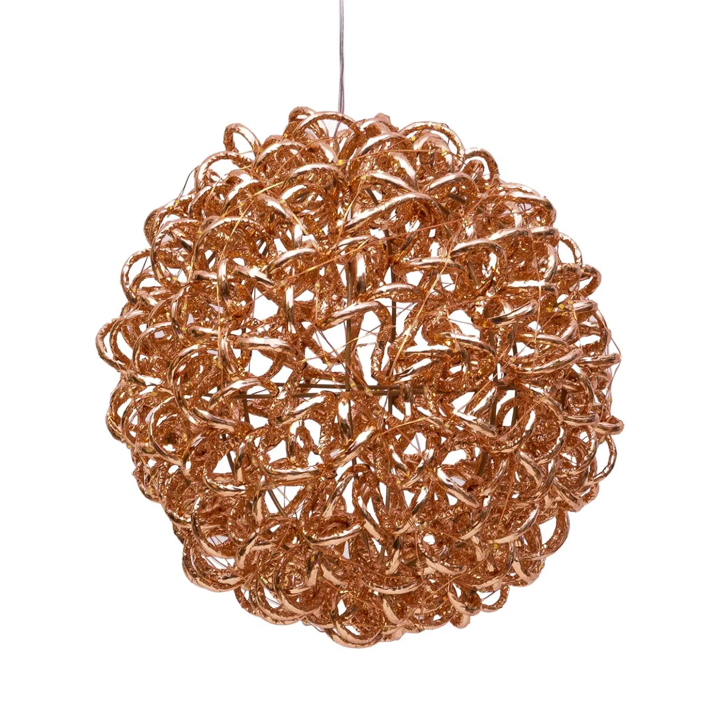 Sfera 3D Rose Gold, filo a spirale, ∅25 cm, 200 microled bianco caldo