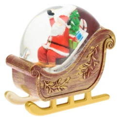 Slitta decorata con Babbo Natale a batteria con glitter nell'acqua