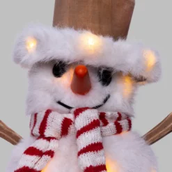 SnowPazzo luminoso 3D in legno a batteria, h 20 cm, Dual Color MicroLED bianco caldo e bianco freddo, uso interno