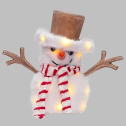 SnowPazzo luminoso 3D in legno a batteria, h 20 cm, Dual Color MicroLED bianco caldo e bianco freddo, uso interno