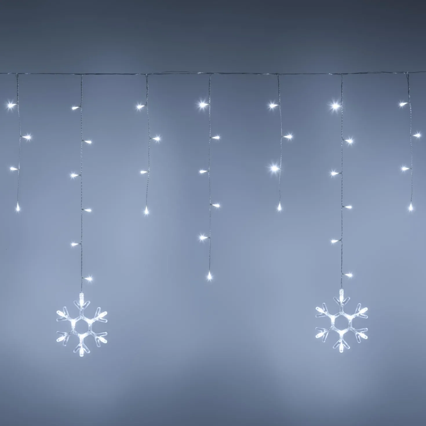 Stalattite con cristalli di neve, h 0,8 m, led bianco freddo