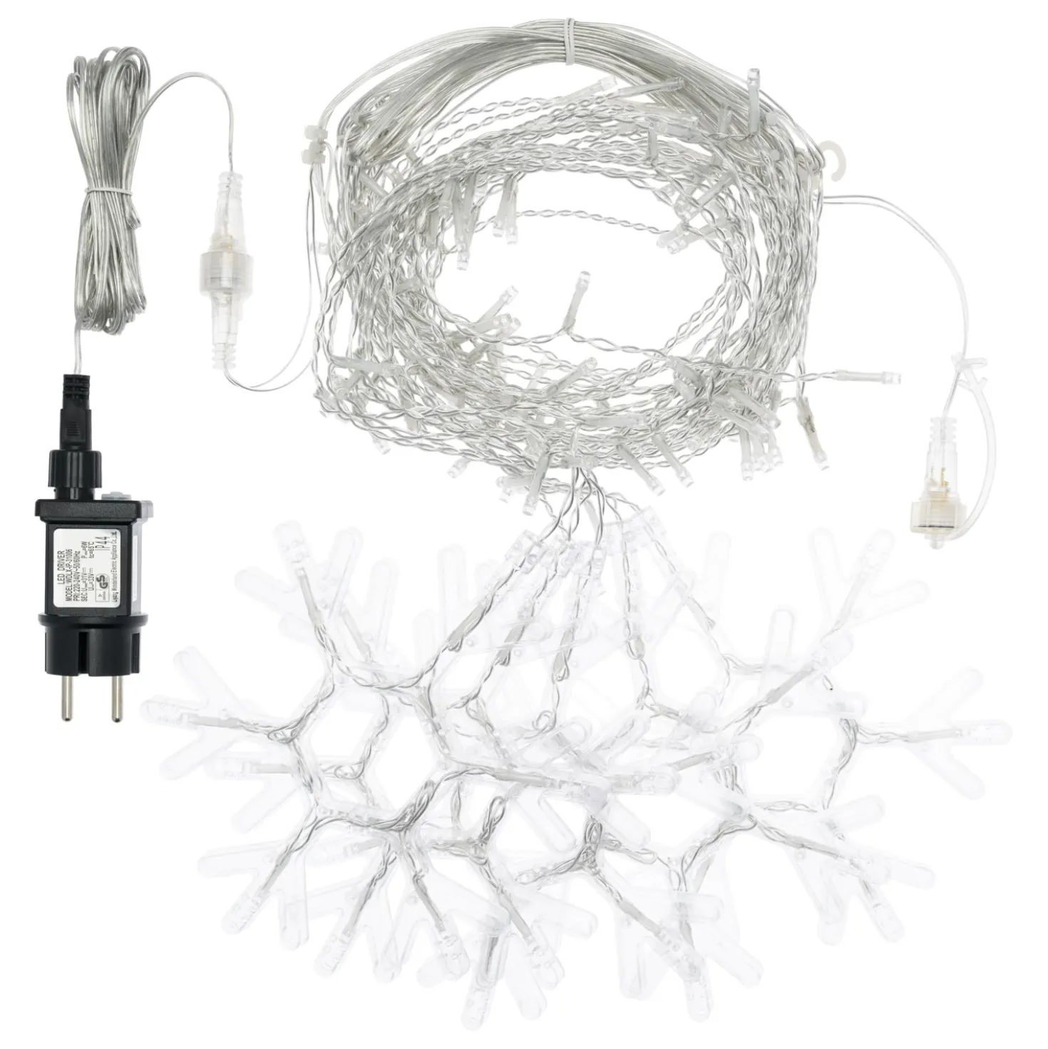 Stalattite con cristalli di neve, h 0,8 m, led bianco freddo