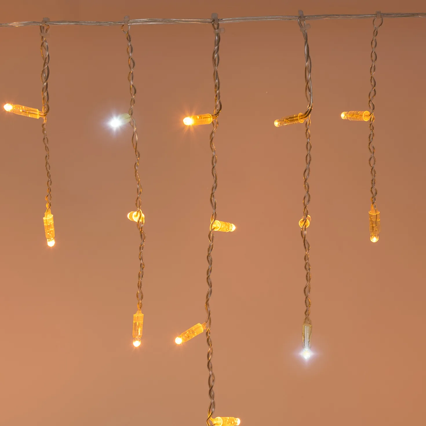 Stalattite Connect ProLine 36V, 2 x h 0,5 m, 80 maxiled bianco caldo, cavo trasparente, prolungabile