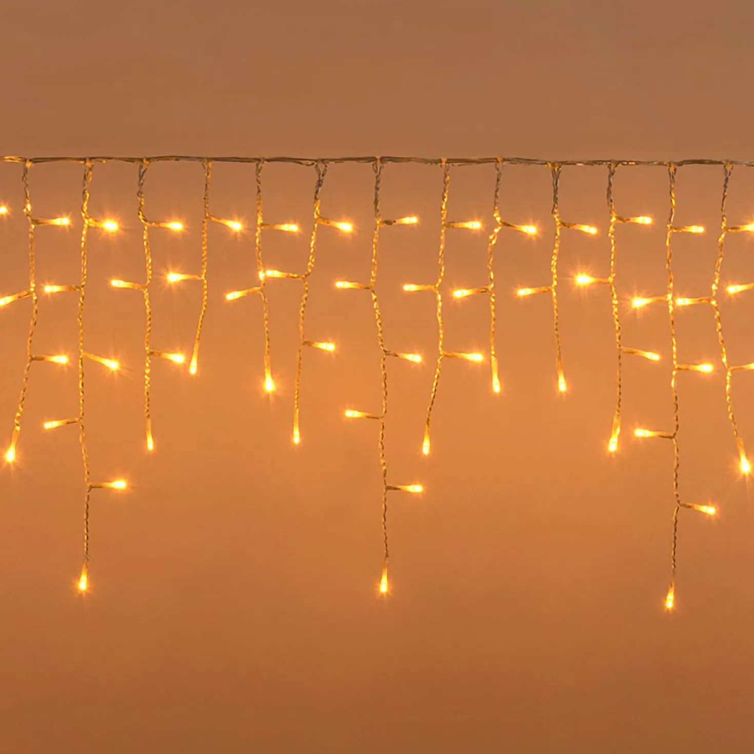 Stalattite Connect+ 5 x h 0,36 m, 400 led bianco caldo, cavo trasparente, prolungabile