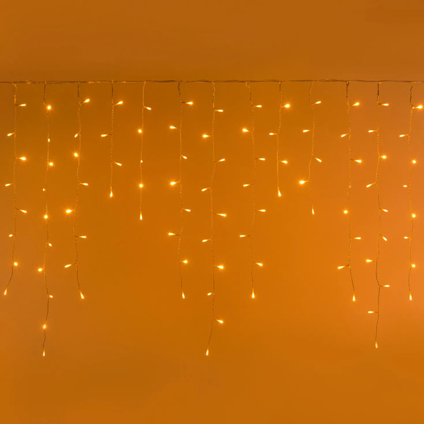 Stalattite Connect+ 2 x h 0,8 m, 140 led bianco caldo, cavo trasparente, prolungabile