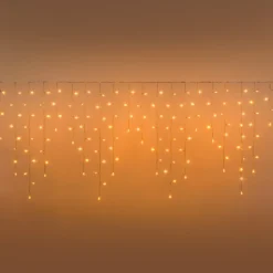 Stalattite Connect+ 2 x h 0,8 m, 140 led bianco caldo, cavo trasparente, prolungabile