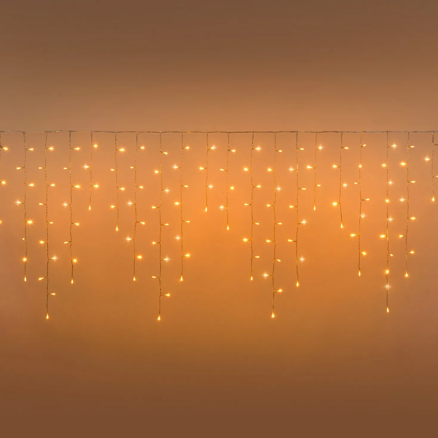 Stalattite Connect+ 2 x h 0,8 m, 140 led bianco caldo, cavo trasparente, prolungabile