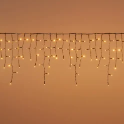 Stalattite Connect+ 5 x h 0,36 m, 400 led bianco caldo, cavo verde, prolungabile