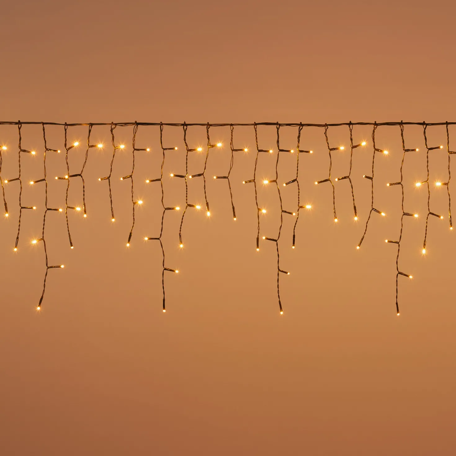 Stalattite Connect+ 2 x h 0,36 m, 160 led bianco caldo, cavo verde, prolungabile